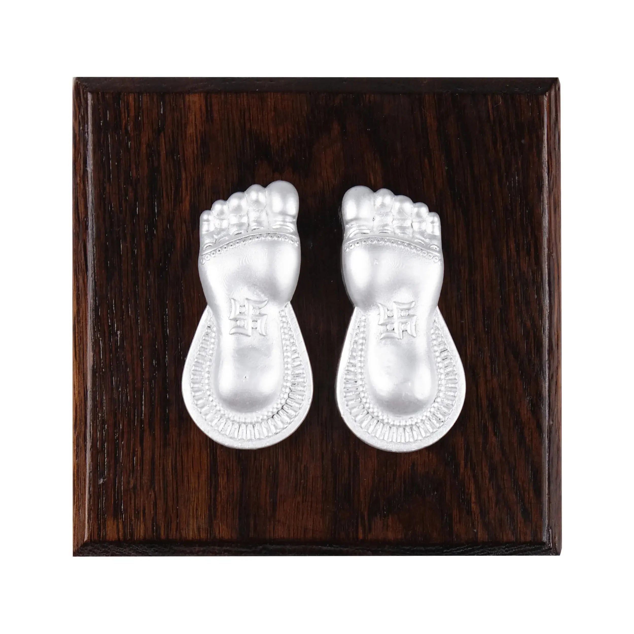 Laxmi Charan Paduka with Wooden Base 999 Silver Artarium